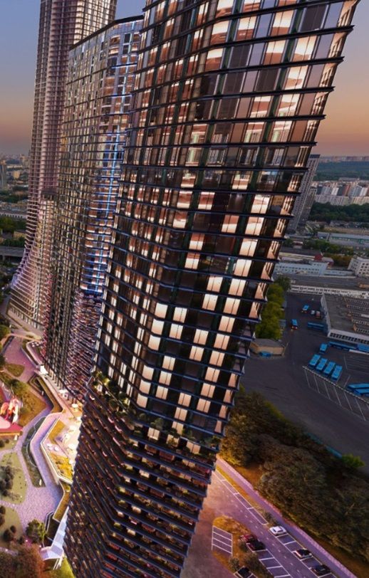 Просторная терраса с панорамой на Москву-Сити в ЖК JOIS